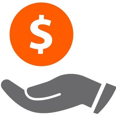Icon of a hand holding a dollar sign